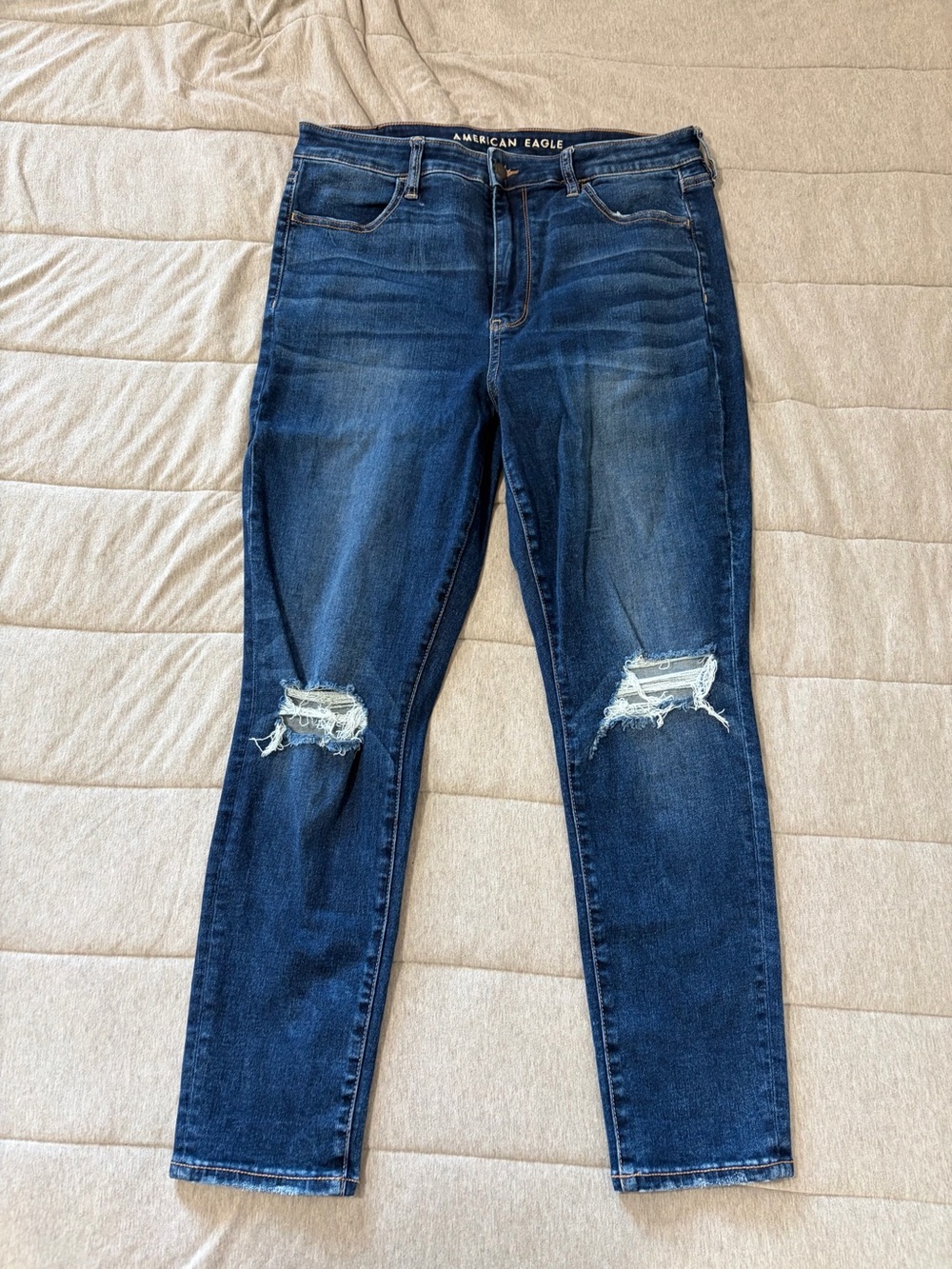 American Eagle Outfitters Dark Blue Ripped Skinny Jeans
